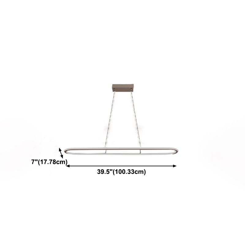 Linear Shape Island Pendant Contemporary Metal 1 Light Pendant Lighting Fixture in White