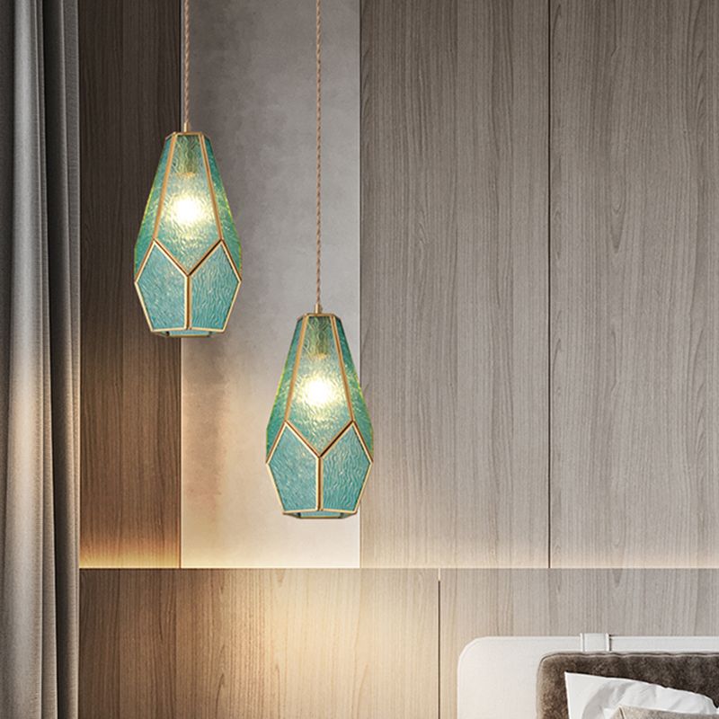 Hängende Beleuchtungsbehandlung Tiffany -Stil schattierter Glashängung Anhänger mit Messing -Baldachin