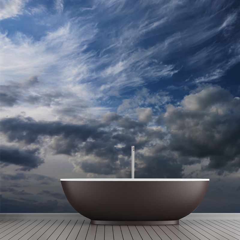 Photo Print Cloud Wallpaper Mural Modern Pretty Sky Scenery Wall Art in Sky Blue-White