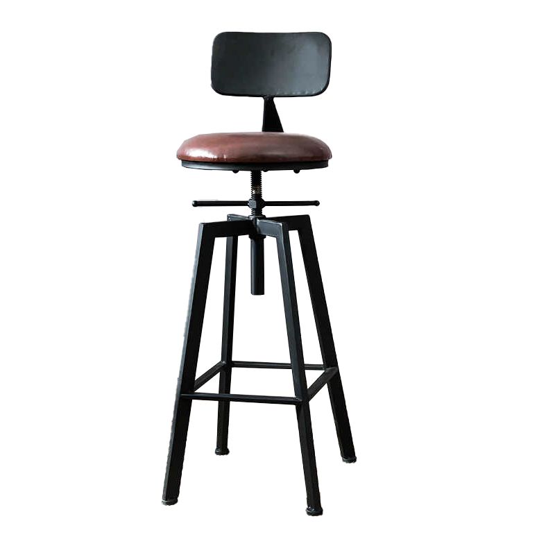 Industrial Adjustable Height Bar Stool Iron Frame Stool in Black