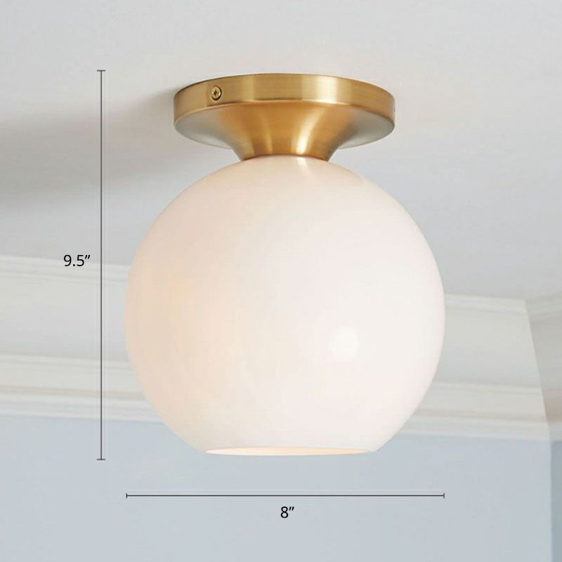 Minimalist Geometric Flushmount Light Glass 1 Bulb Balcony Semi-Flush Mount Ceiling Light