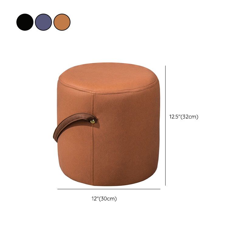 Modern Orange Pouf Round Scratch Resistant Pouf for Living Room