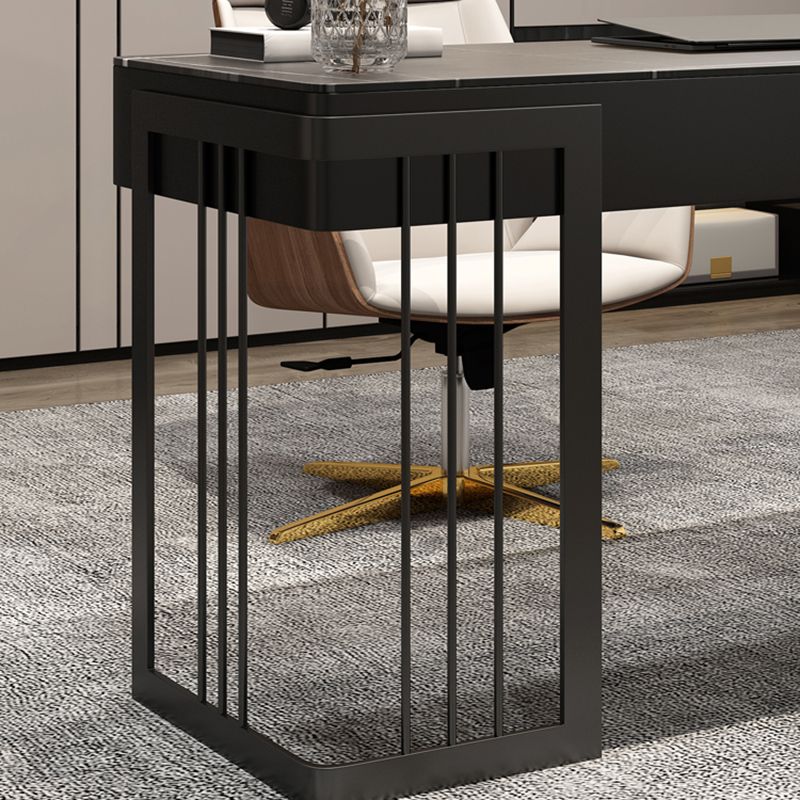 Contemporary Writing Desk Curved Sled Office Desk Black and White