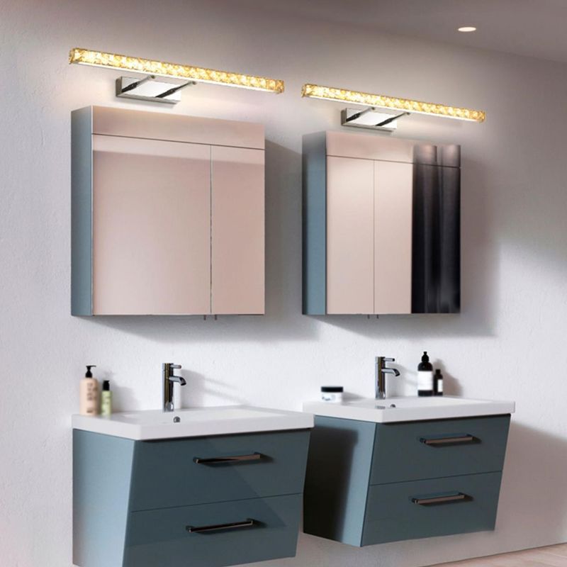 1 Light Linear Vanity Lighting Fixtures Modern Style Crystal LED Mirror Lights