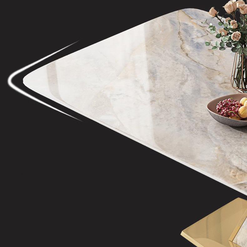 Glam Dining Rectangle Table Sintered Stone Table with Metal Legs for Kitchen