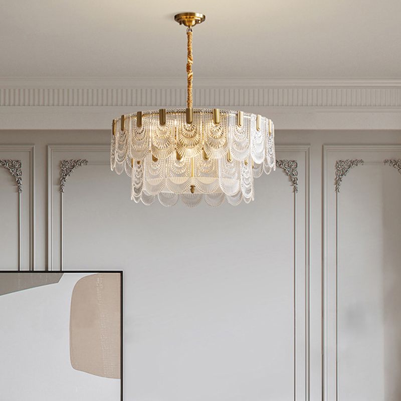 Lichte luxe stijl LED kroonluchter glasgeometrische hanglamp voor woonkamer