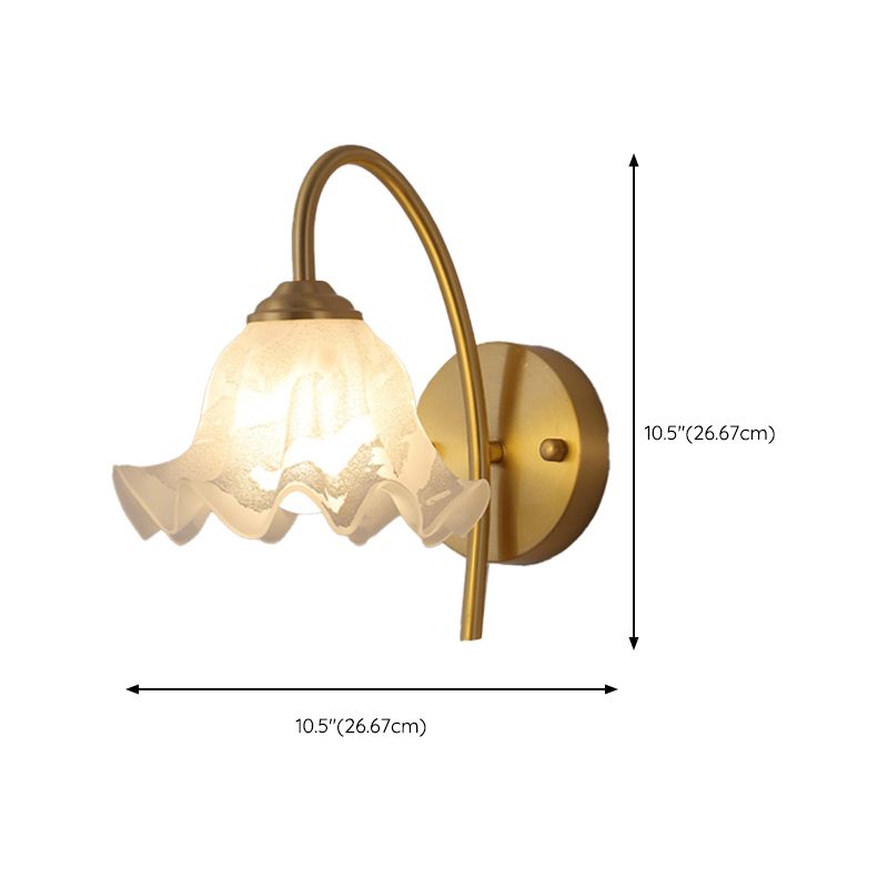 Post Modern Barn Light Brass & Glass 1 - Light Wall Sconce in Gold & White