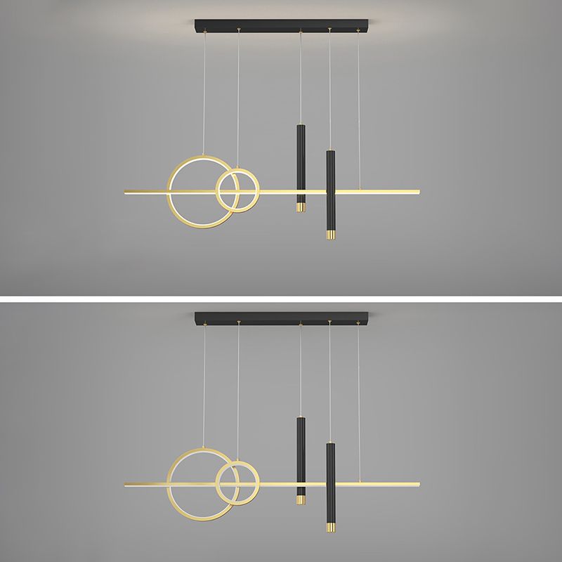 Shaded Dinning Room Island Pendant Light LED Minimalist Island Ceiling Light in Gold-Black