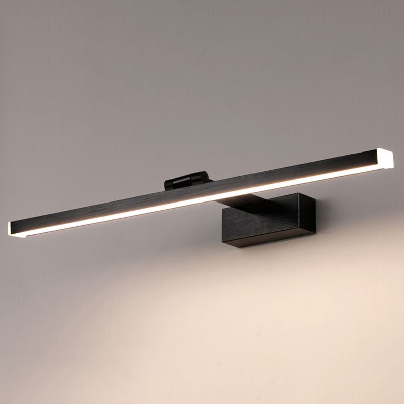 Metal linear Shade Mirror Wall Lights Modern 1 Head Wall Mount Fixture in Black