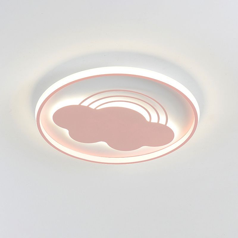 Rainbow Extra Thin Iron Ceiling Lamp Cartoon Pink/Blue LED Flush Mount Light Fixture for Kindergarten