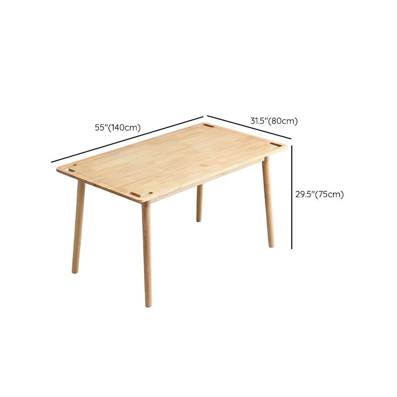 55.1 Inch Rectangular Natural Oak Dining Table Solid Wood Tabletop with 4 Legs