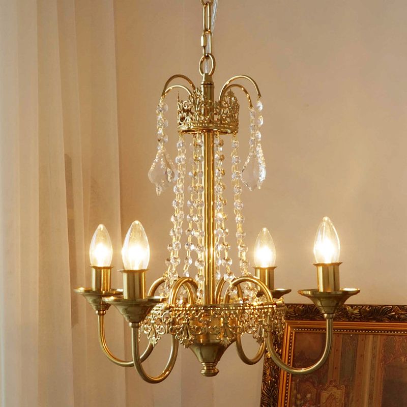 Luminaires de lustre aux bougies de style américain 5 lampes suspendues à 5 légers avec cristal