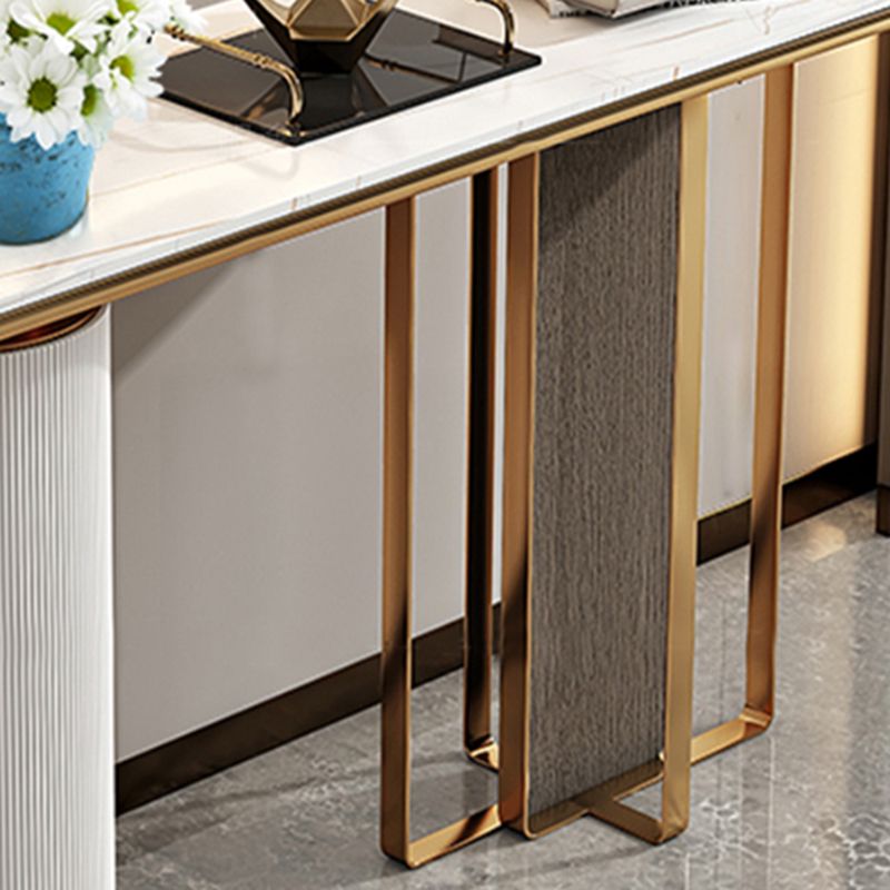Glam 33.46" Tall Console Table Stone Oval Accent Table for Hall