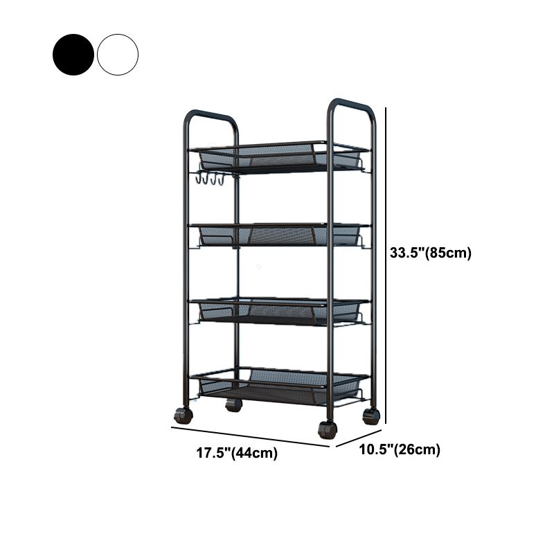 Modern Style Bookshelf Open Back Metal Bookcase with Caster Wheels for Home