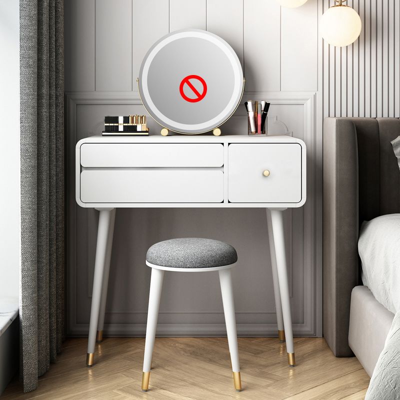 Modern Makeup Vanity Desk Table with Drawer in White/Pink for Bedroom