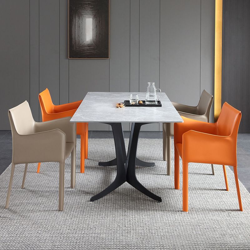 Dining Room Upholstered Arm Chair Faux Leather Parsons Chair