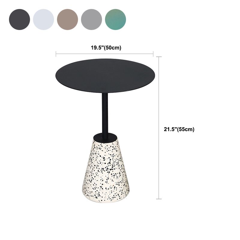 Pedestal 1 Single Coffee Table Mid-Century Modern Cocktail Table with Metal Top