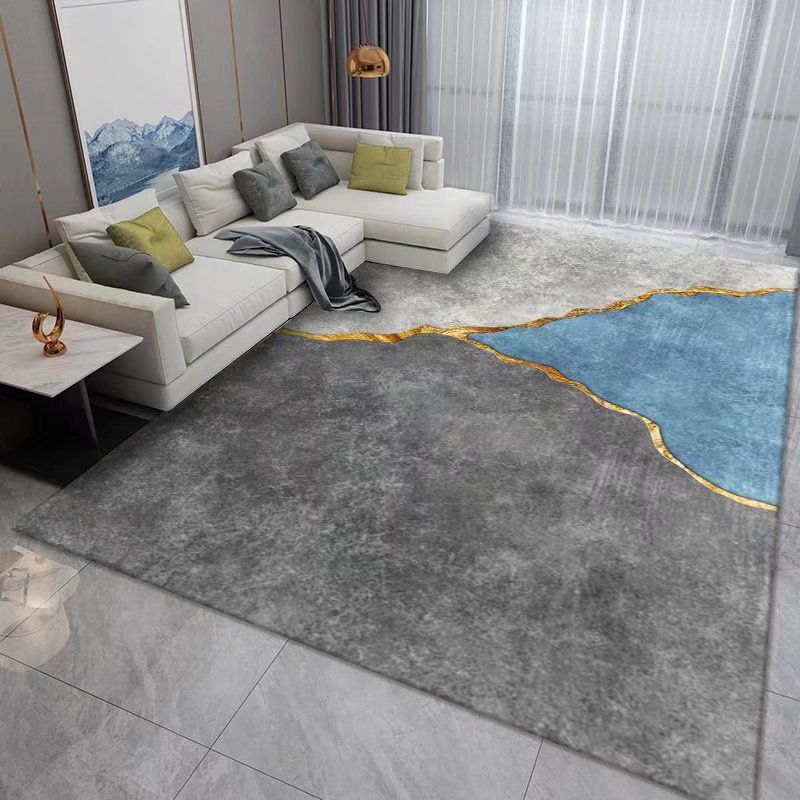 Gray Modern Carpet Polyester Graphic Carpet Washable Carpet for Living Room