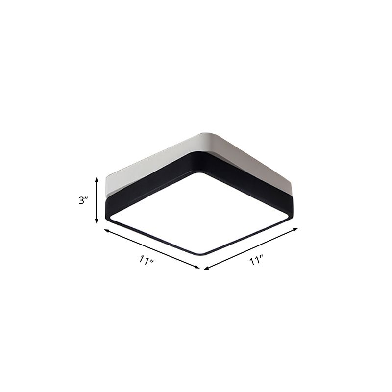 Plafonnier LED carré/rectangulaire noir en métal nordique pour chambre à coucher en blanc chaud/blanc, 11"/19"/35,5" de large