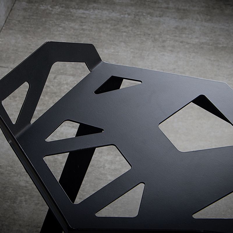 Industrial Low Back Bar Stool Metal Counter Height Stool in Black