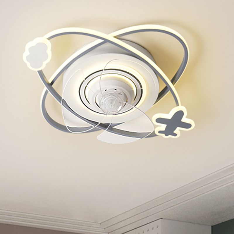 Ventilateur de plafond Light Milmalist Metal Kids Bedroom LED près du plafond lampe