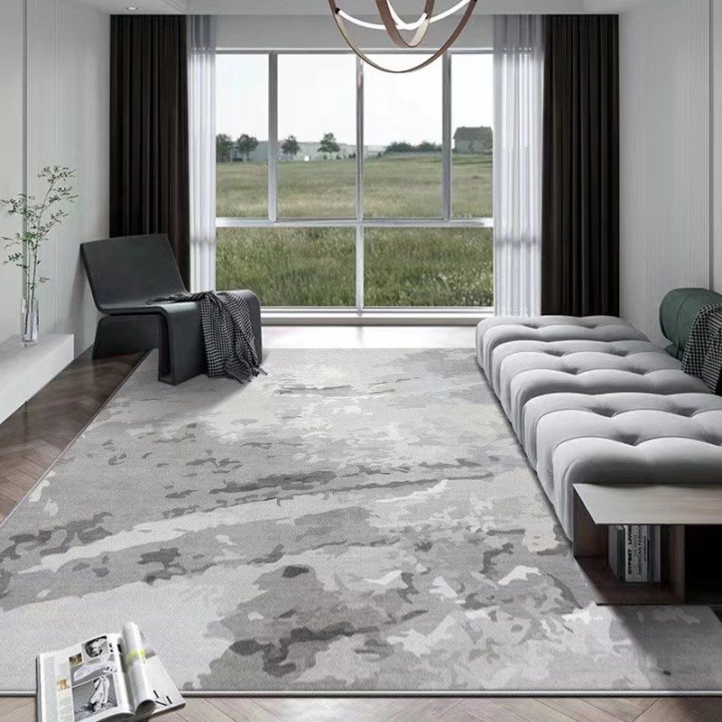 Dark Gray Gorgeous Rug Polyester Graphic Rug Stain Resistant Rug for Living Room