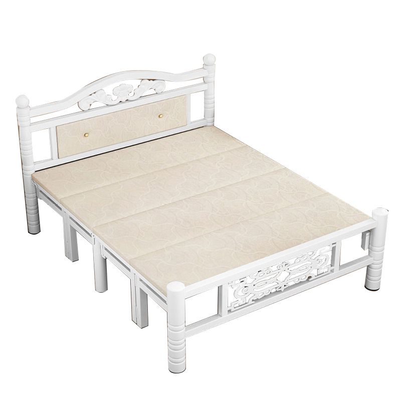 Modern Rectangular Bed Minimalist Panel Iron Bed with Headboard