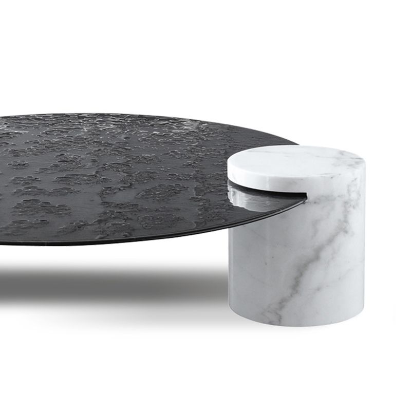 Round Clear Glass Coffee Table2 Legs Base 1 Single Cocktail Table