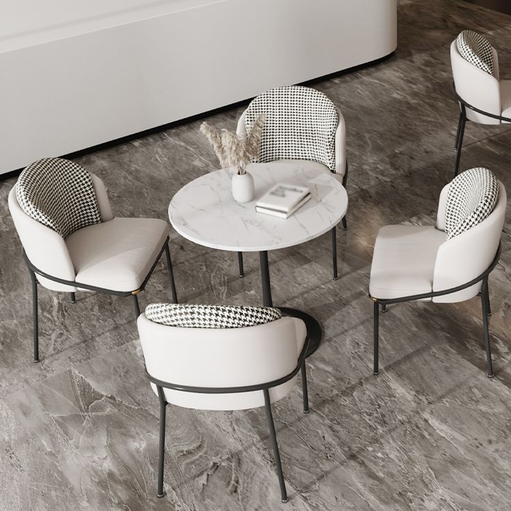 Round Shape Minimalist Dining Table White Fixed Table of Sintered Stone