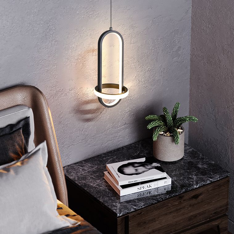 Led-in-stijl LED-hangende hanglamp geometrische hangende lamp met metalen schaduw