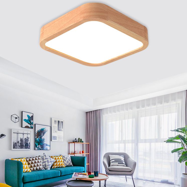 Vierkant plafondmontage lichtarmatuur Eenvoudige houten houten inbouw plafondkroonluchter