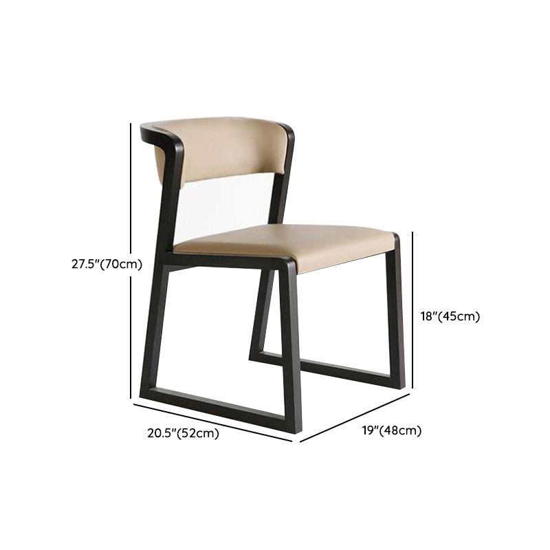 Black Legs Solid Wood and Faux Leather Dining Accent Chair for Home