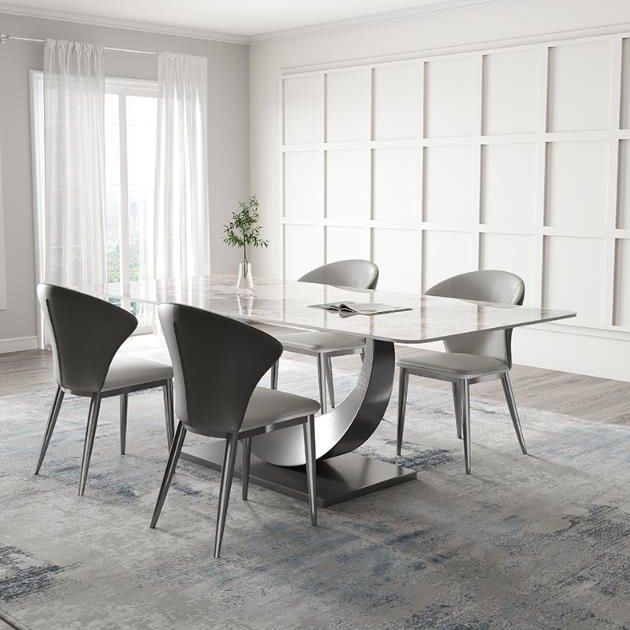 Modern Sintered Stone Top Dining Set Rectangle 1/2/3/4/5/7 Pieces Dining Table Set