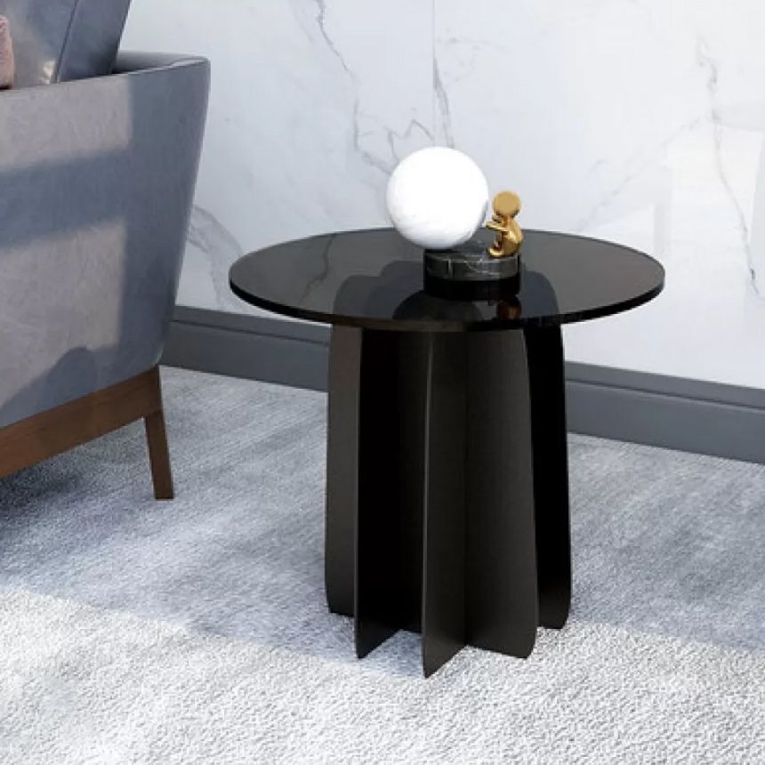 Modern Round Coffee Table Round Glass Top Coffee Cocktail Table for Living Room
