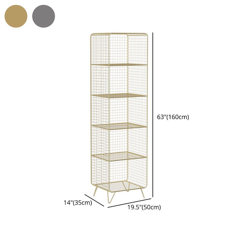 Modern Style Bookcase Vertical Metal Closed Back Bookshelf for Home