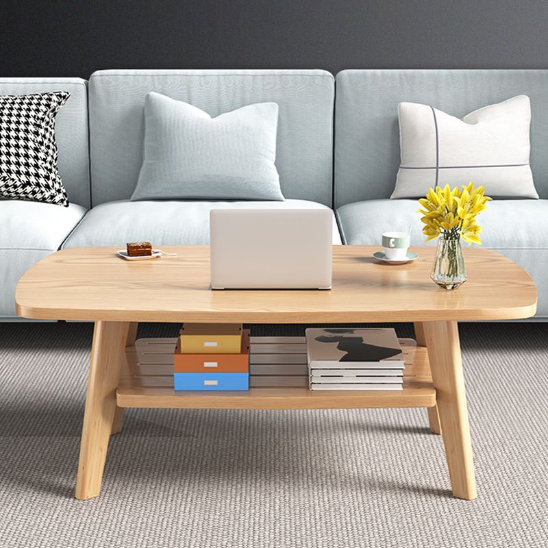 17.72" Tall Scandinavian Style Coffee Cocktail Table Wooden Coffee Table