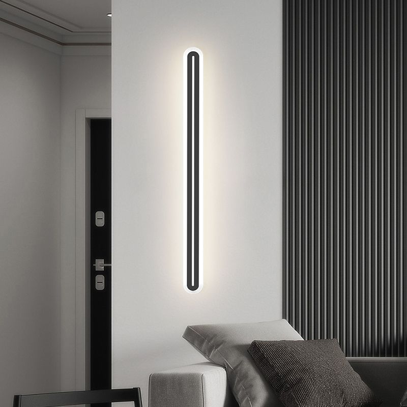 Metall lineare Form Wandlicht moderner Stil 1-Licht-Wandmontageleuchte in Schwarz
