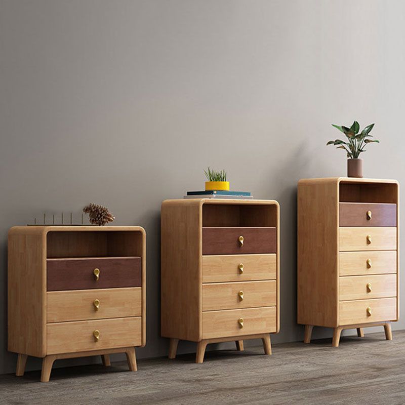 Contemporary Glam Rubber Wood Storage Chest Home Chest with Drawers