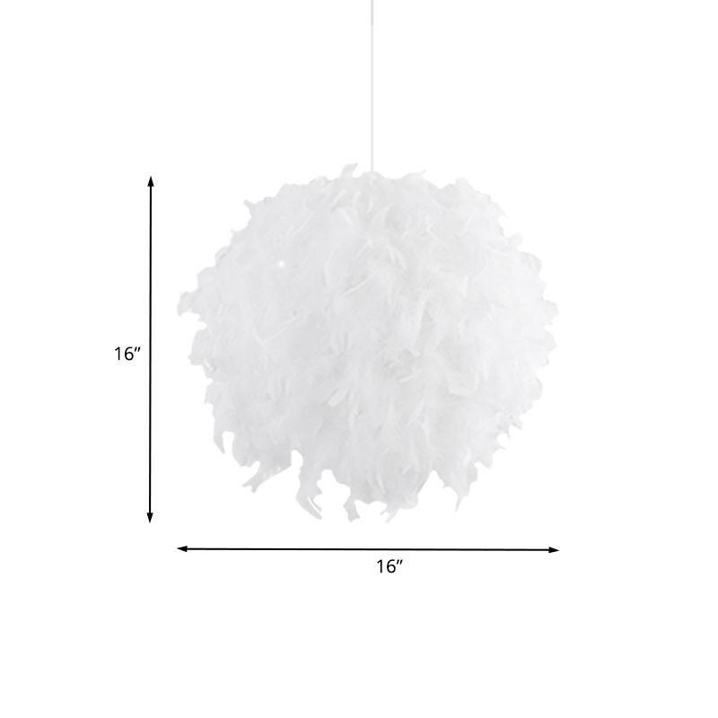 Lampada lampada bianca moderno moderno moderno moderno moderno moderno moderno modernista con tonalità in tessuto a sfera di piuma