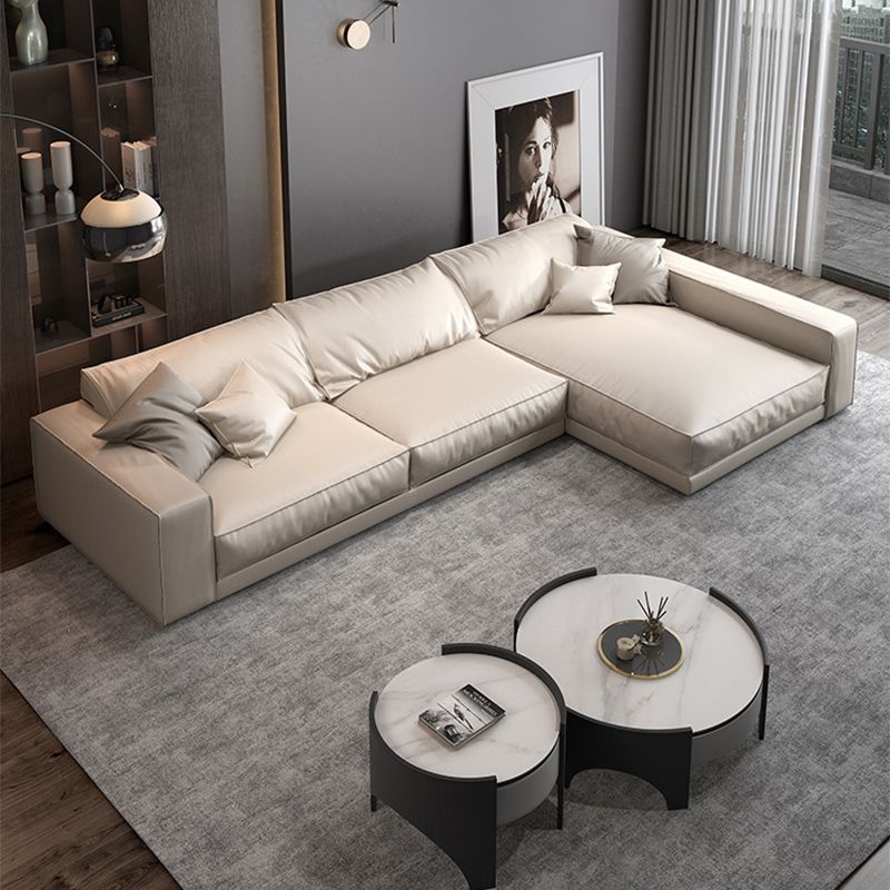 Glam Style Sectional Latex Upholstery Filled Faux Leather White/grey/black/orange Sofa