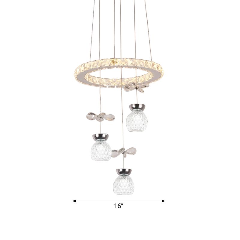 K9 Crystal Global Chandelier Lamp Modern 3/5 bollen plafondhanger met hoepelontwerp in Chrome