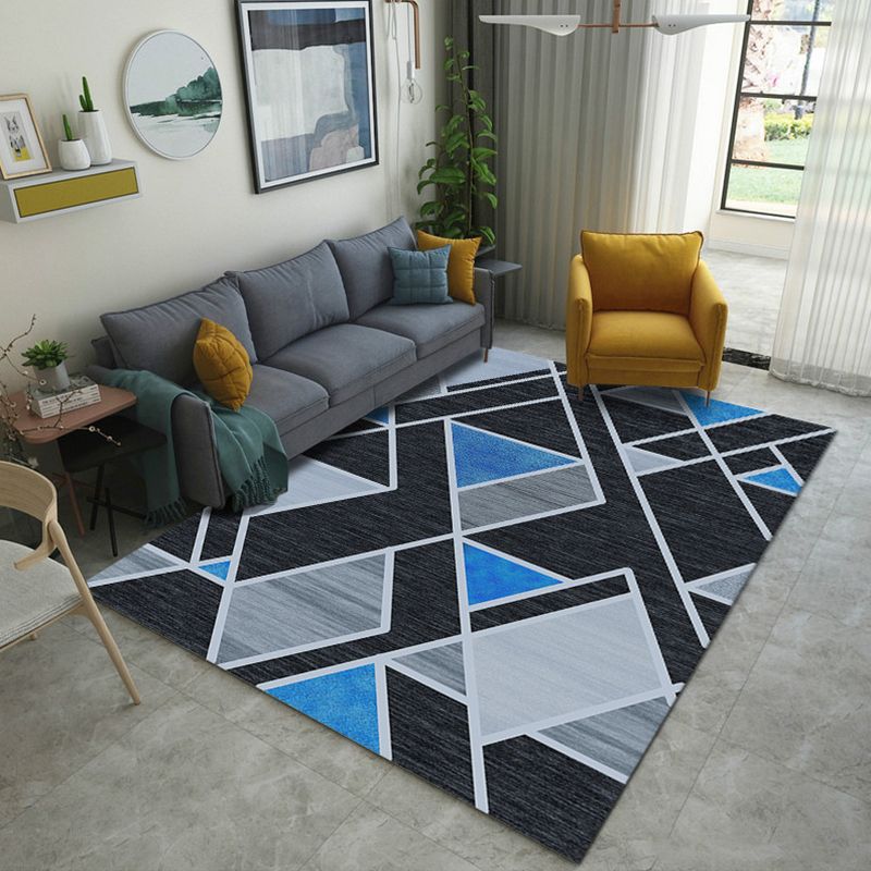 Unique Geometric Rug Multi-Color Modern Area Carpet Polypropylene Non-Slip Backing Easy Care Rug for Parlor