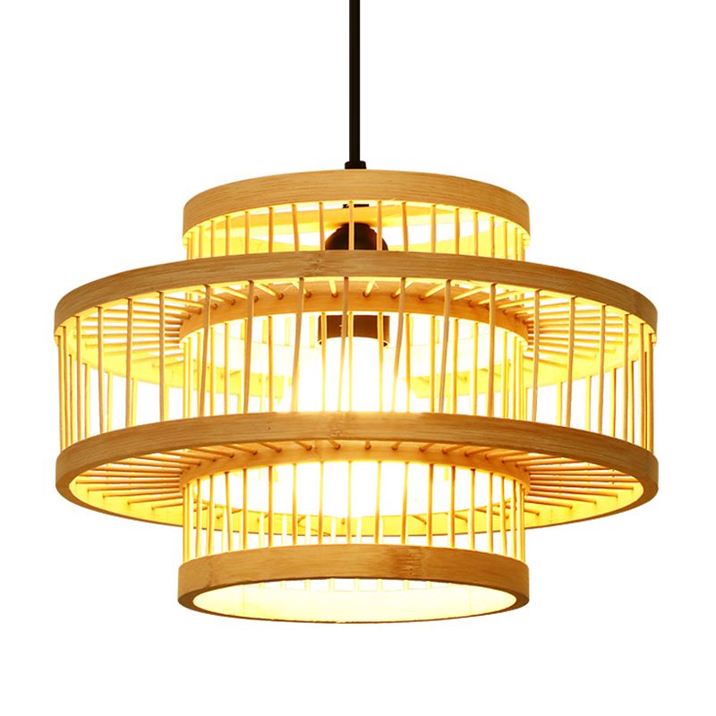 1 leichte Bambus -Anhänger Leichte Nordische Moderne im Wohnzimmer Hanglampenvorrichtung
