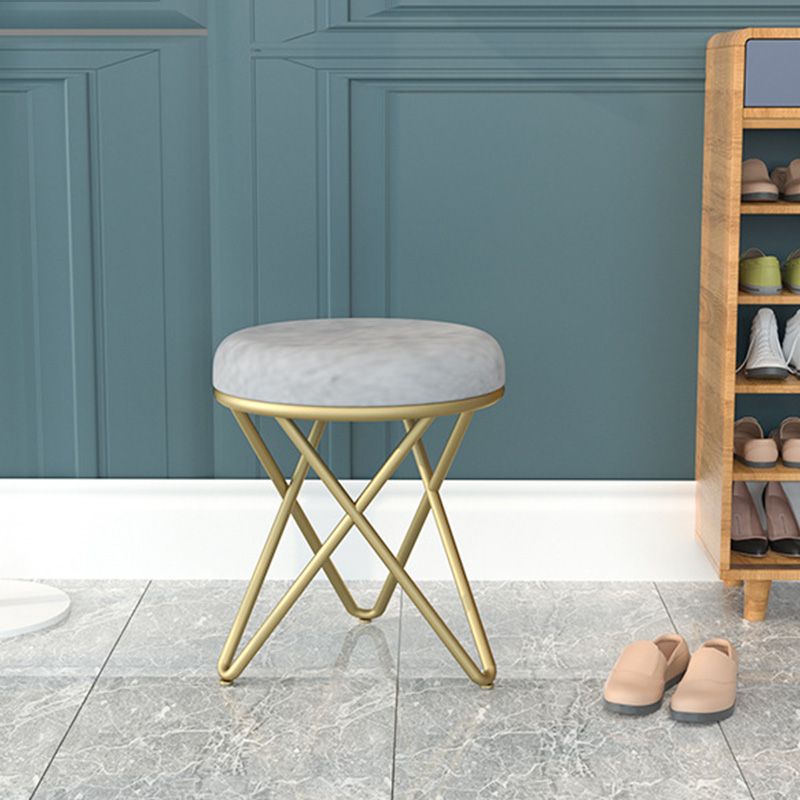 Round Ottoman Scratch Resistant Modern Pure Color Upholstered Ottoman