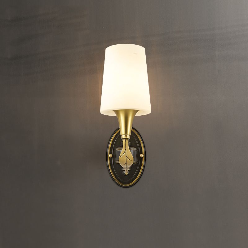 Cone Brass Wall Lamps 1-Light Modern Nordic Wall Mount Lamp for Bedroom
