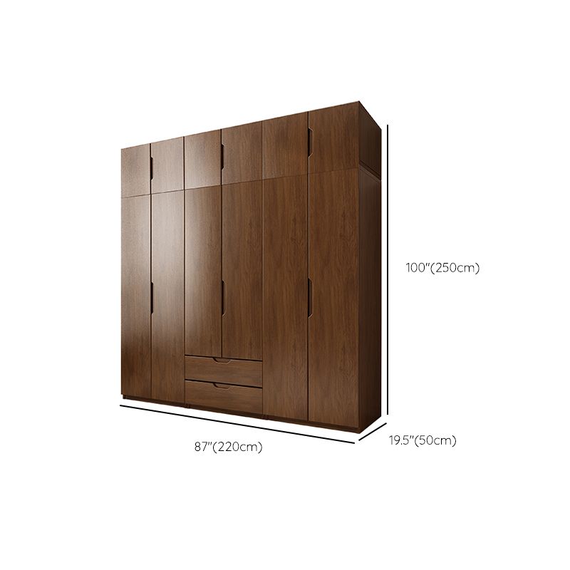 Contemporary Oak Solid Wood Wardrobe Freestanding Multifunctional Wardrobe