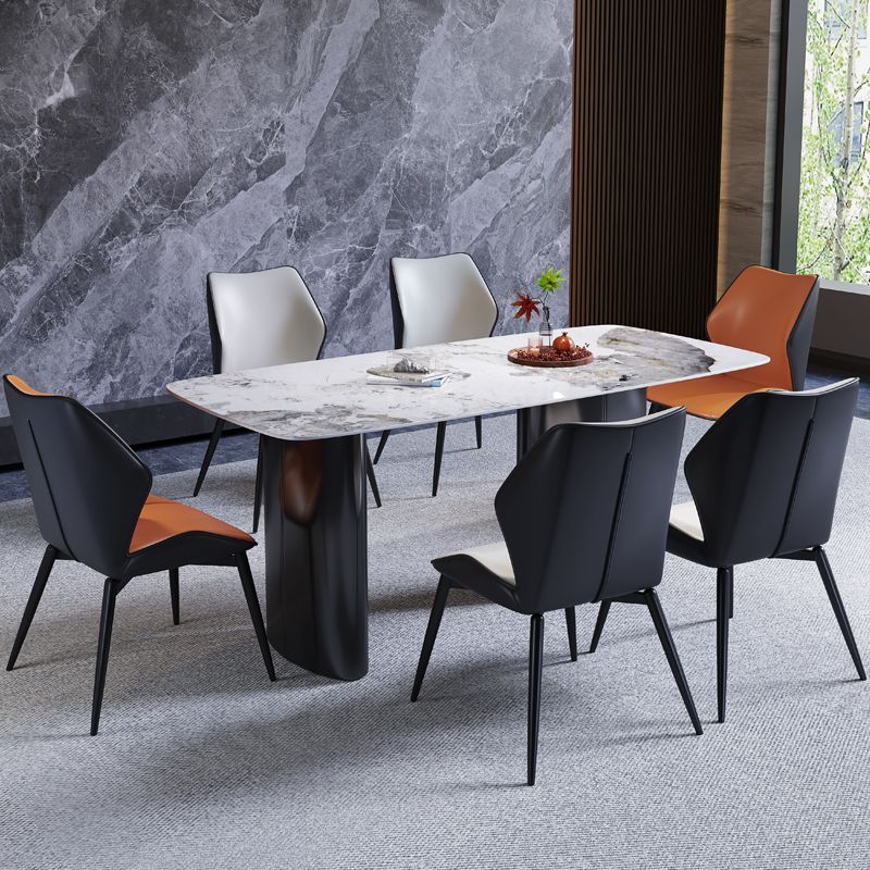Silla auxiliar de cuero contemporánea para el hogar Silla de comedor con respaldo orejero (juego de 2)