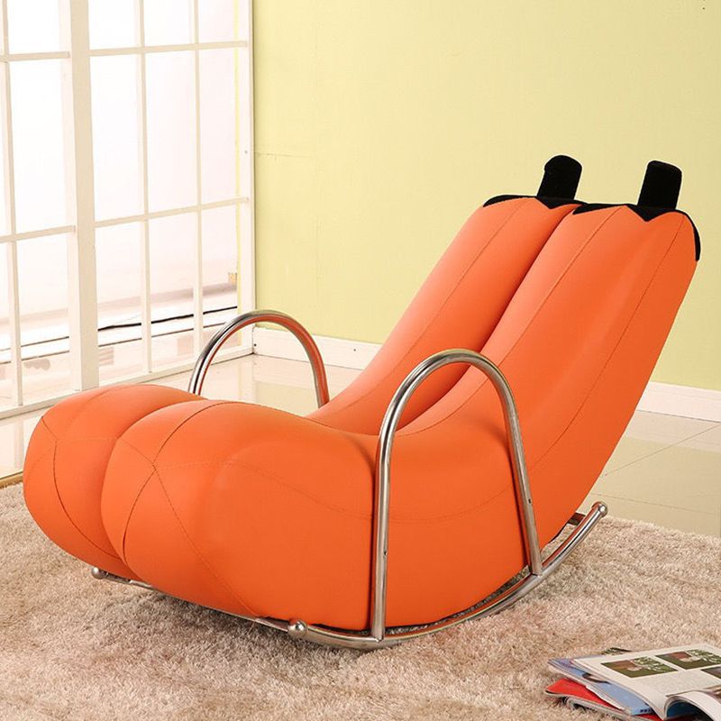 Contemporary Rocker Chair Fabric With Gray Frame Rocking Accent Chair