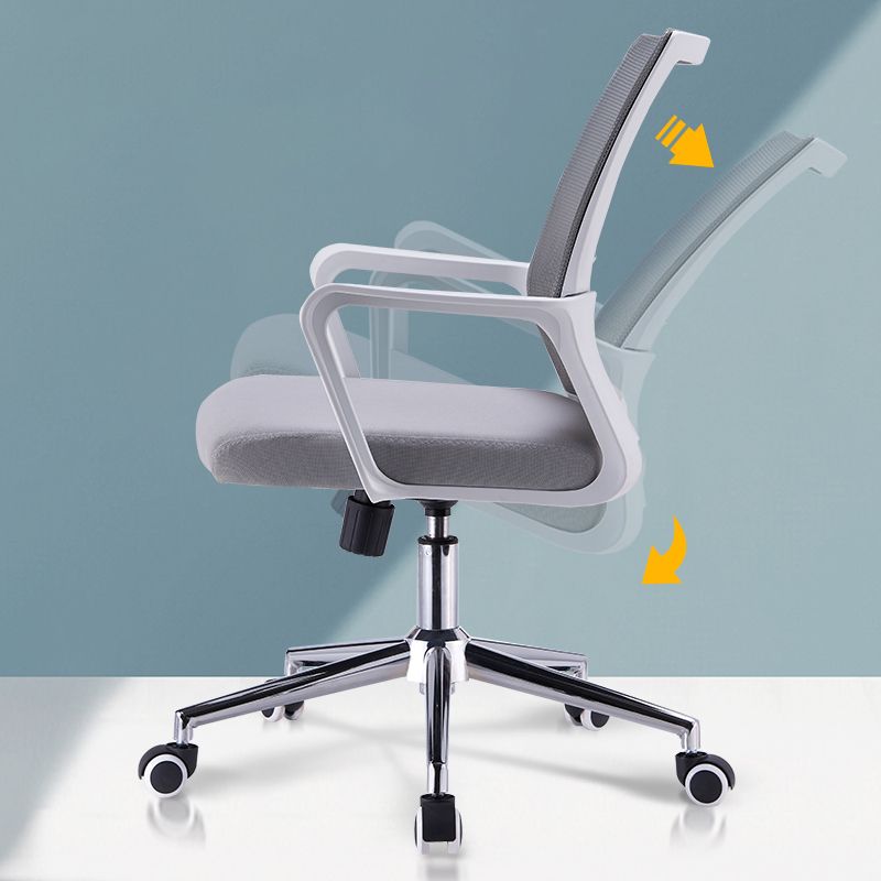 Modern Style Gray Chair Mid Back Fixed Arm Office Chair for Home