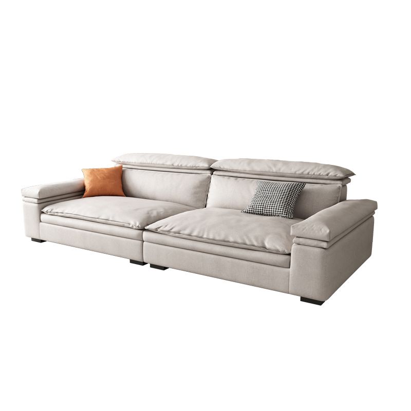 Stationary Stain Resistant Faux Leather Living Room Square Arm Sofa